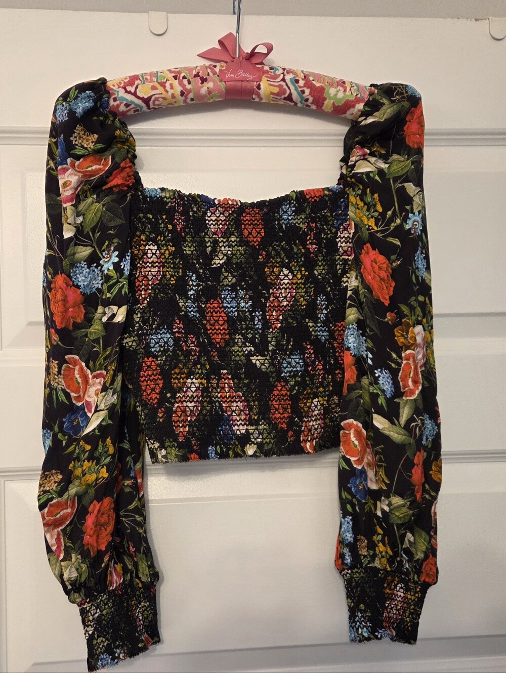 Floral Off-Shoulder Crop Top - Black Floral